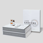 Exosome Brightening Solution packaging on a light gray background