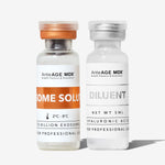 Two AnteAGE MDX skincare vials labeled 'Some Solution' and 'Diluent' on a white background.