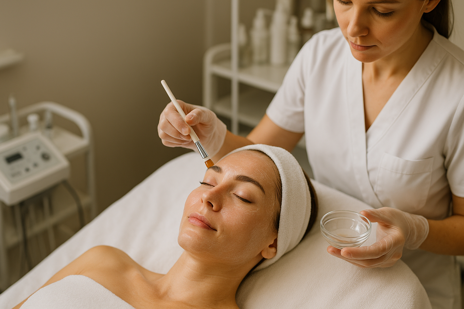 woman receiving a chemical peel